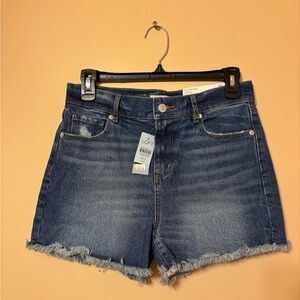 LOFT Frayed Hem petite the cut off short Blue Jean Shorts